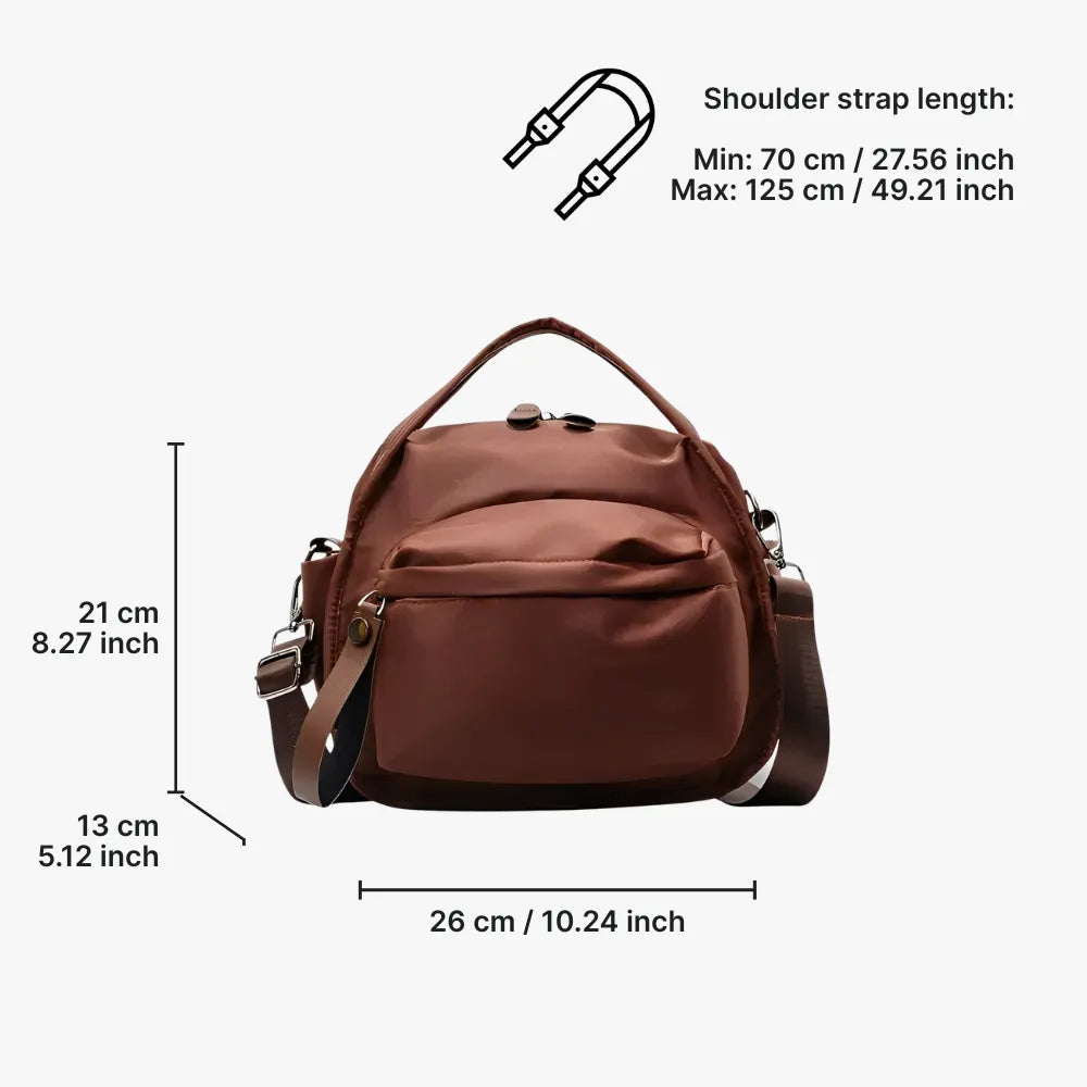 Crossbody Bag Water-Repellent Nylon with Double Zip and Pockets