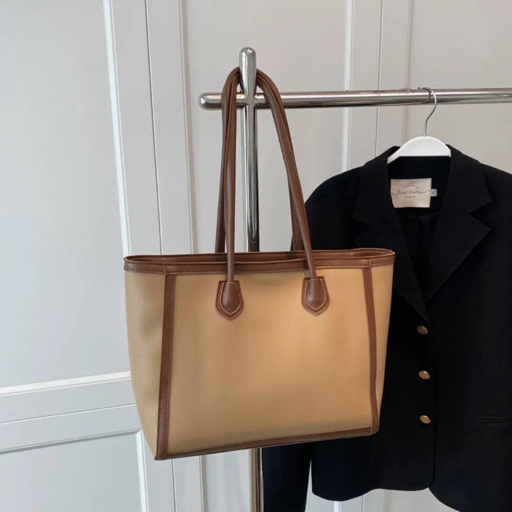 Tote Bag Faux Leather with Zip and Long Handles for Laptop
