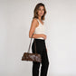 Shoulder Bag Faux Leather Glossy with Front Belt and Top Zip