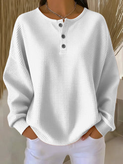 Waffle Knit Henley Sweatshirt