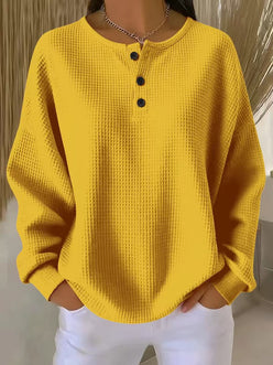 Waffle Knit Henley Sweatshirt