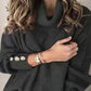 Folded Roll Neck Button Cuff Jumper