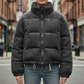 Puffer Jacket Corduroy Quilted Cropped Boxy with Elasticated Sleeves