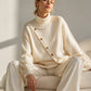 Diagonal Button Roll Neck