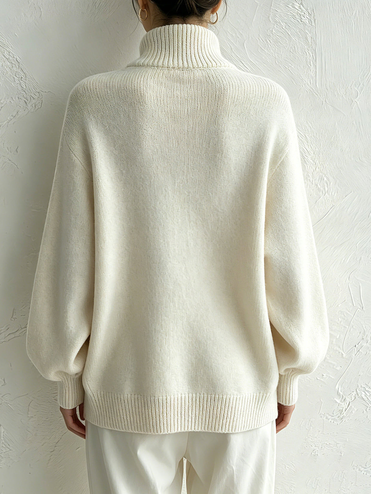 Diagonal Button Roll Neck