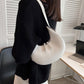 Crescent Bag Faux Leather with Zip and Silver-Tone Hardware
