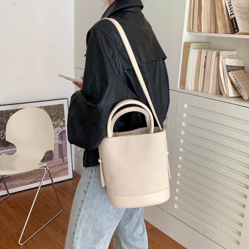 Tote Bag Canvas Faux Leather with Adjustable Crossbody Strap