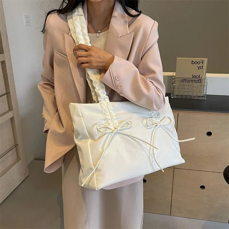 Tote Bag Nylon with Zip Closure and Adjustable Knotted Handles