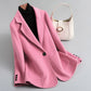 Blazer Wool Blend Longline with Notched Lapel and Single Button