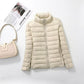 Quilted Jacket Polyester Lightweight with Stand Collar, Tailored Fit