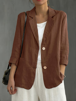 Blazer Linen Classic with Notched Lapel and Patch Pockets