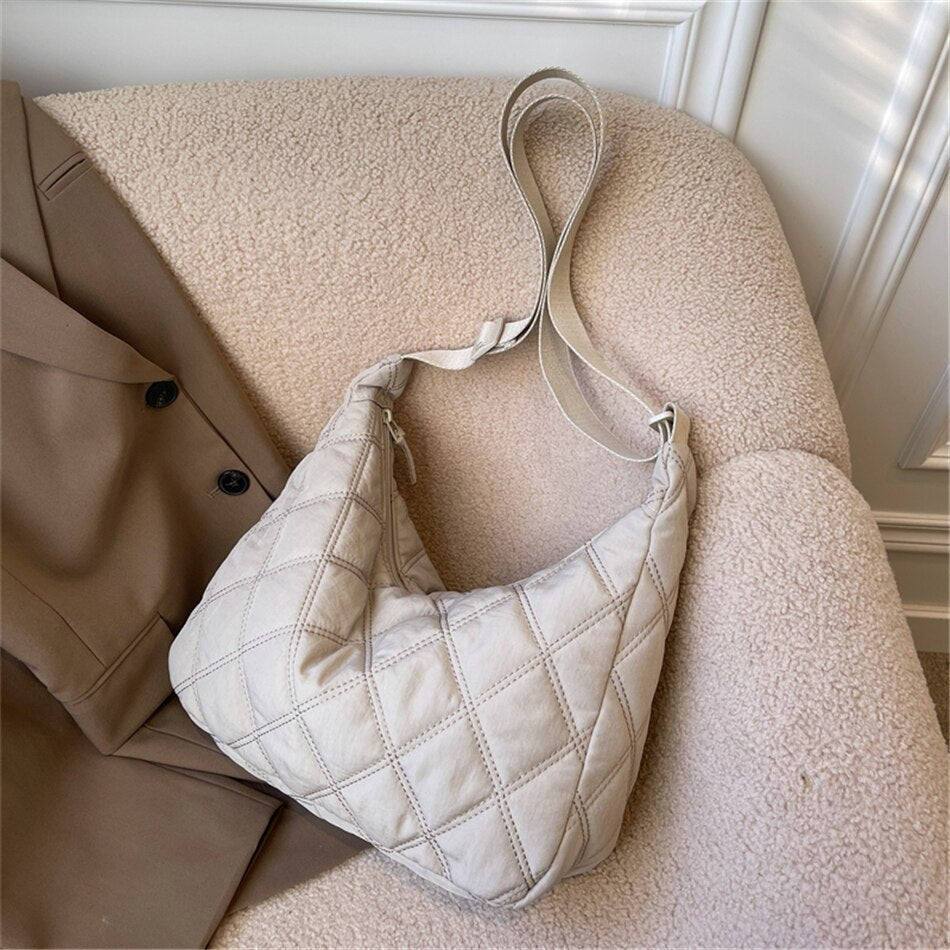 Crossbody Bag Quilted Nylon with Adjustable Shoulder Strap