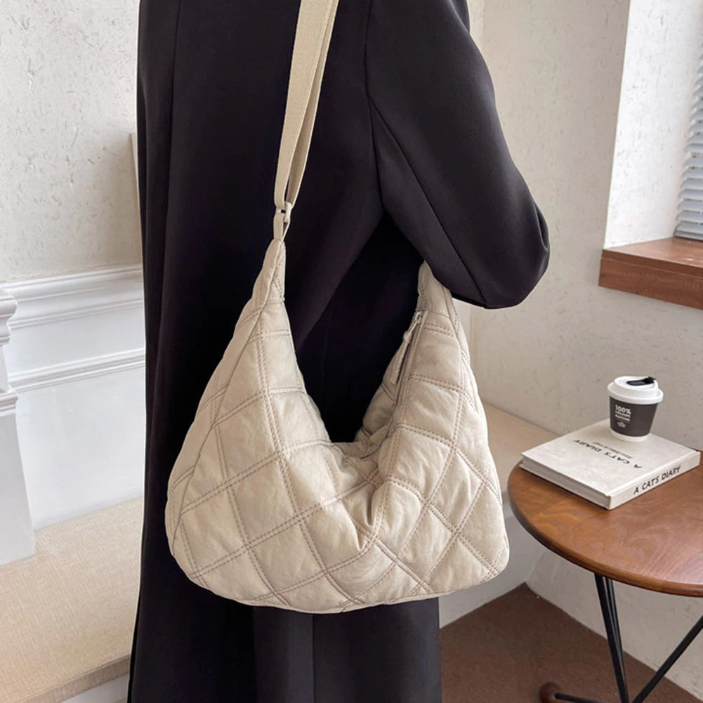 Crossbody Bag Quilted Nylon with Adjustable Shoulder Strap