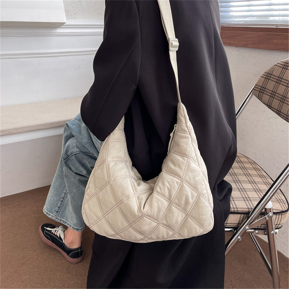Crossbody Bag Quilted Nylon with Adjustable Shoulder Strap