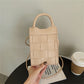 Phone Bag Faux Leather Woven with Top Handles and Strap