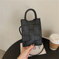 Phone Bag Faux Leather Woven with Top Handles and Strap