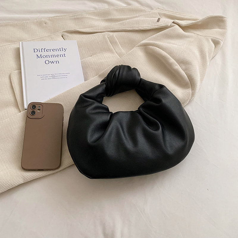 Top Handle Bag Faux Leather with Knotted Handle