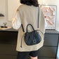 Crossbody Bag Faux Leather with Top Handle and Pleated Design
