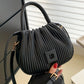 Crossbody Bag Faux Leather with Top Handle and Pleated Design