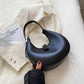Crescent Bag Faux Leather with Zip and Silver-Tone Hardware