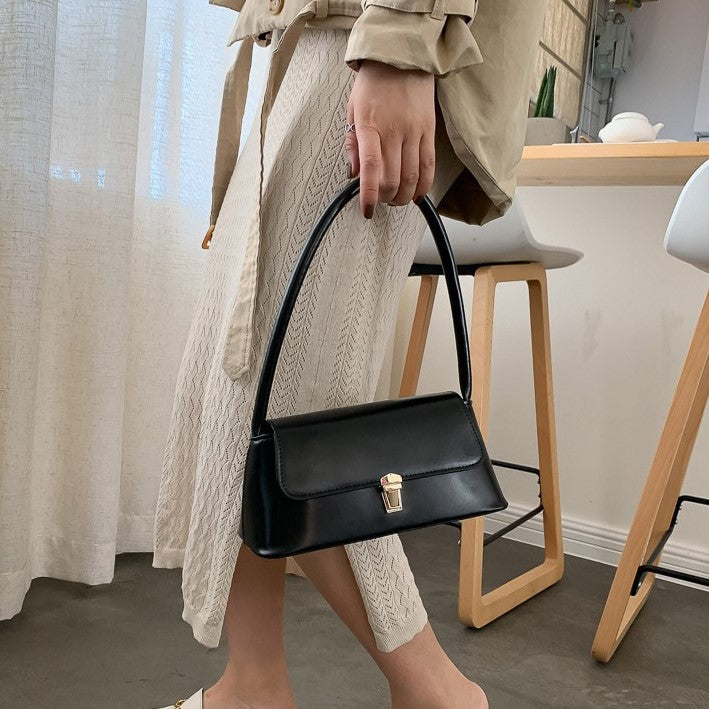 Shoulder Bag Faux Leather with Gold-Tone Hardware