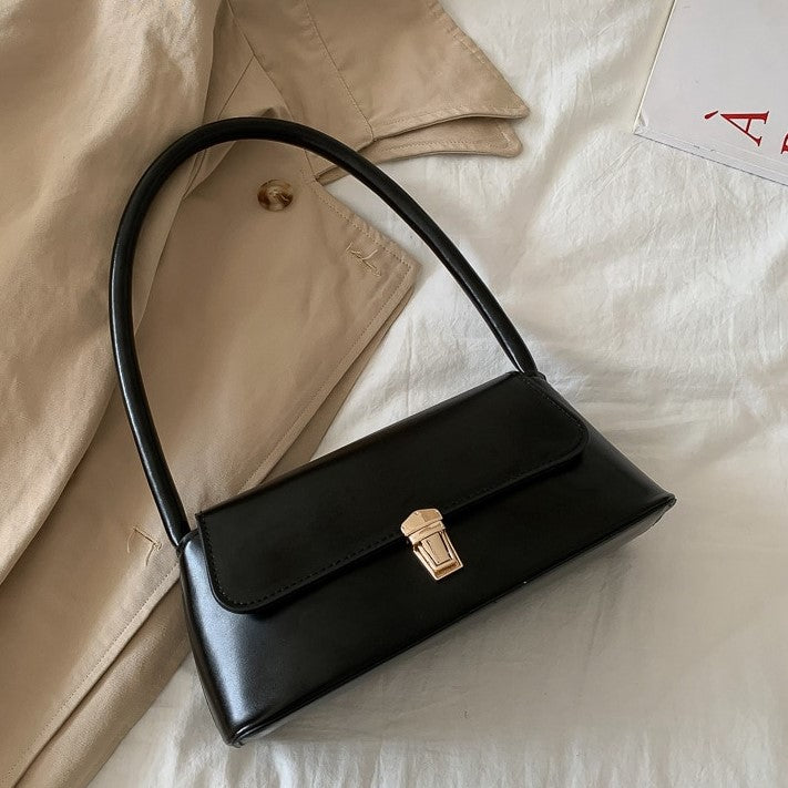 Shoulder Bag Faux Leather with Gold-Tone Hardware