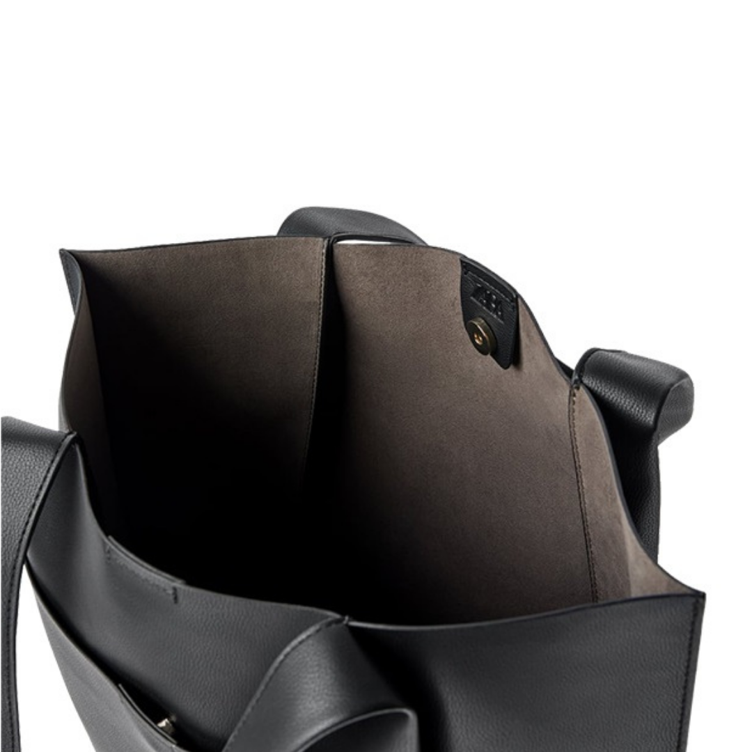 Tote Bag Faux Leather Tapered with Magnetic Closure and Pocket