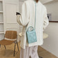 Phone Bag Faux Leather Woven with Top Handles and Strap