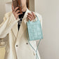 Phone Bag Faux Leather Woven with Top Handles and Strap