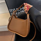 Top Handle Bag Faux Leather with Snap Clasp and Long Strap