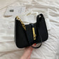 Shoulder Bag Faux Leather with Zip and Half-Chain Strap
