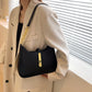 Shoulder Bag Faux Leather with Zip and Half-Chain Strap