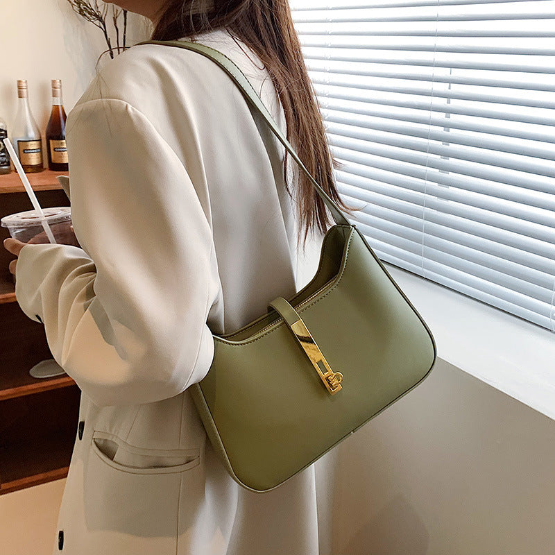 Shoulder Bag Faux Leather with Zip and Half-Chain Strap