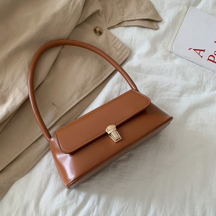 Shoulder Bag Faux Leather with Gold-Tone Hardware