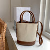 Tote Bag Canvas Faux Leather with Adjustable Crossbody Strap