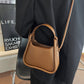 Top Handle Bag Faux Leather with Snap Clasp and Long Strap