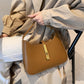 Shoulder Bag Faux Leather with Zip and Half-Chain Strap