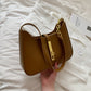 Shoulder Bag Faux Leather with Zip and Half-Chain Strap