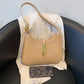 Shoulder Bag Faux Leather with Zip and Half-Chain Strap