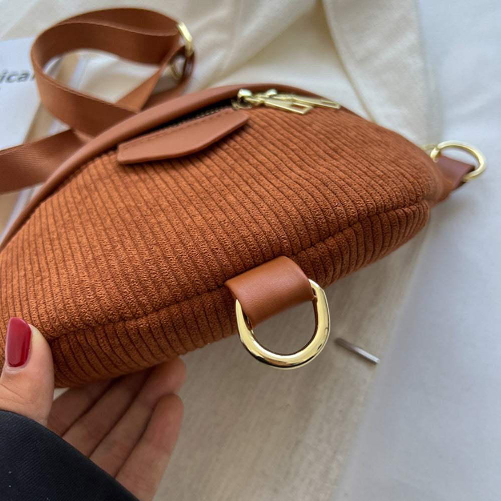 Belt Bag Corduroy with Faux Leather Trim and Removable Strap