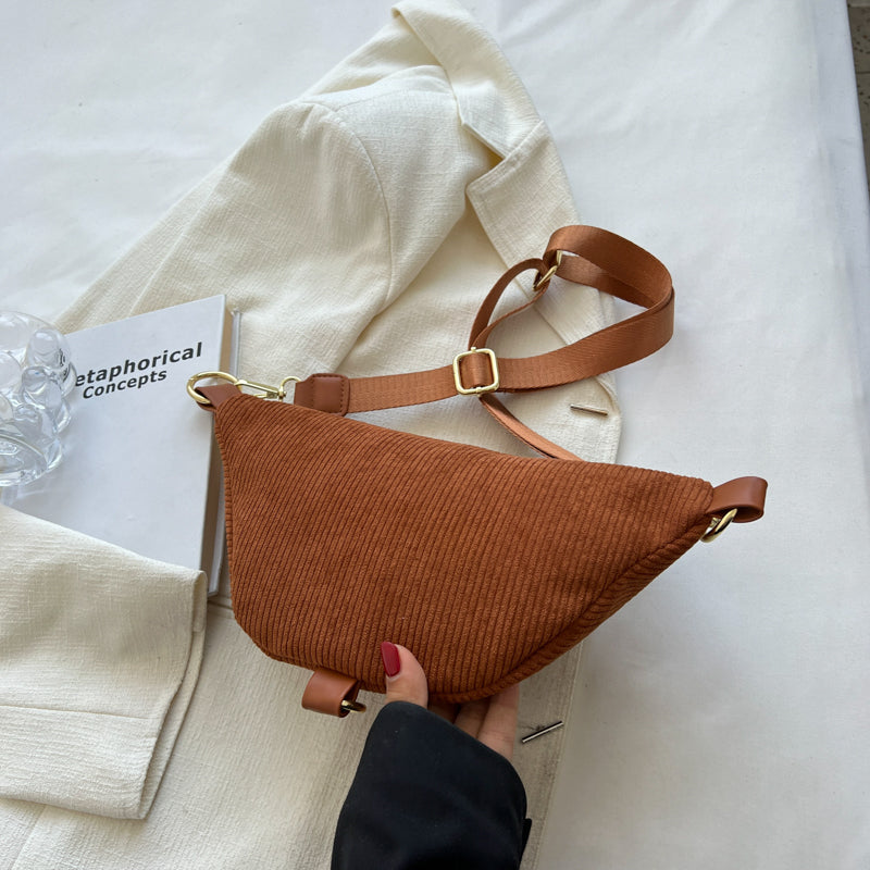 Belt Bag Corduroy with Faux Leather Trim and Removable Strap