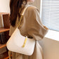 Shoulder Bag Faux Leather with Zip and Half-Chain Strap