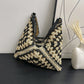 Tote Bag Straw with Faux Leather Details and Magnetic Snap
