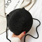 Round Straw Bag with Rope Shoulder Strap