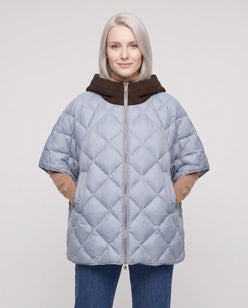 Quilted Cape Gilet with Knitted Hood