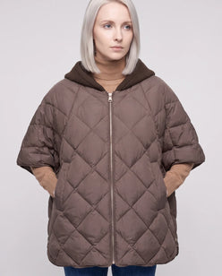 Quilted Cape Gilet with Knitted Hood
