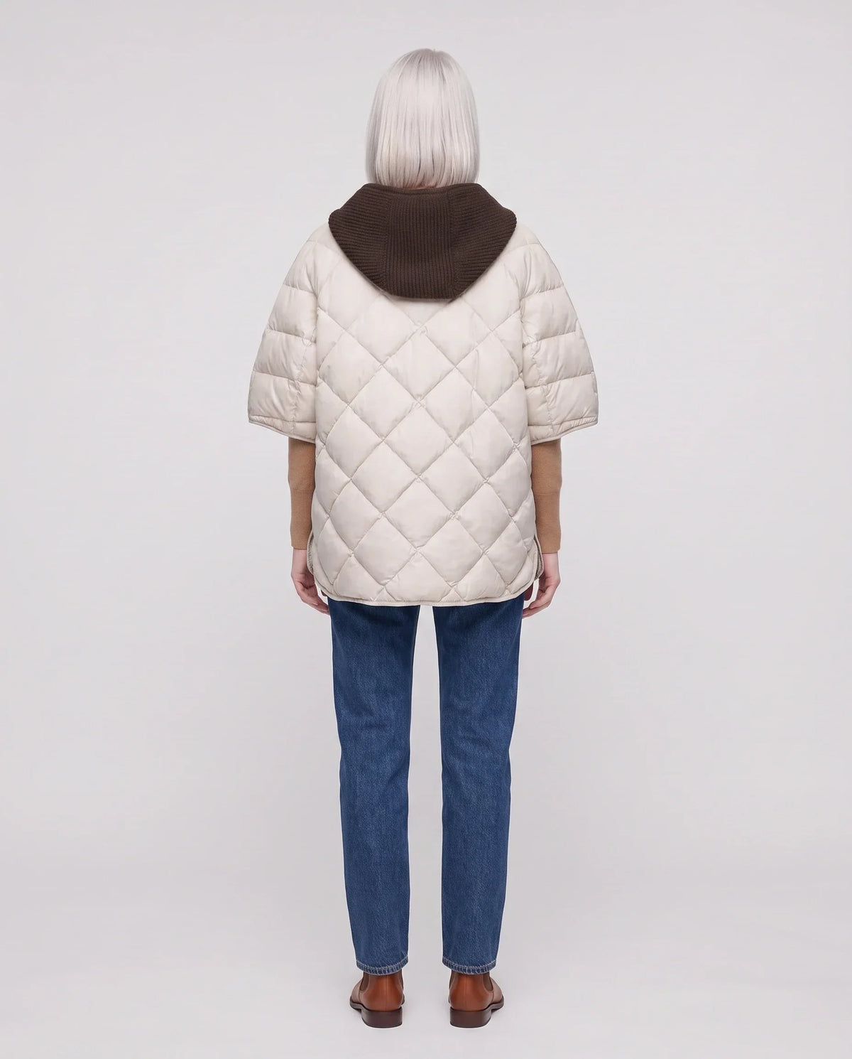 Quilted Cape Gilet with Knitted Hood