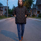 Quilted Cape Gilet with Knitted Hood