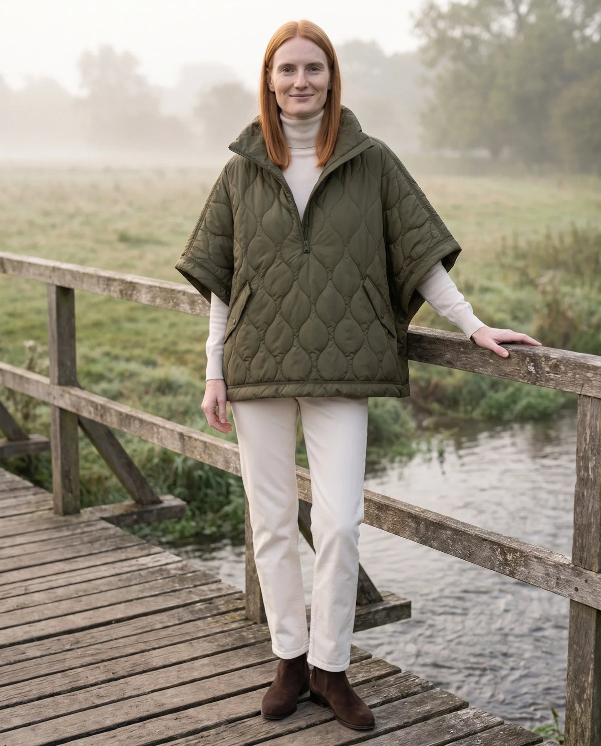 Quilted Cape Gilet with Half-Zip