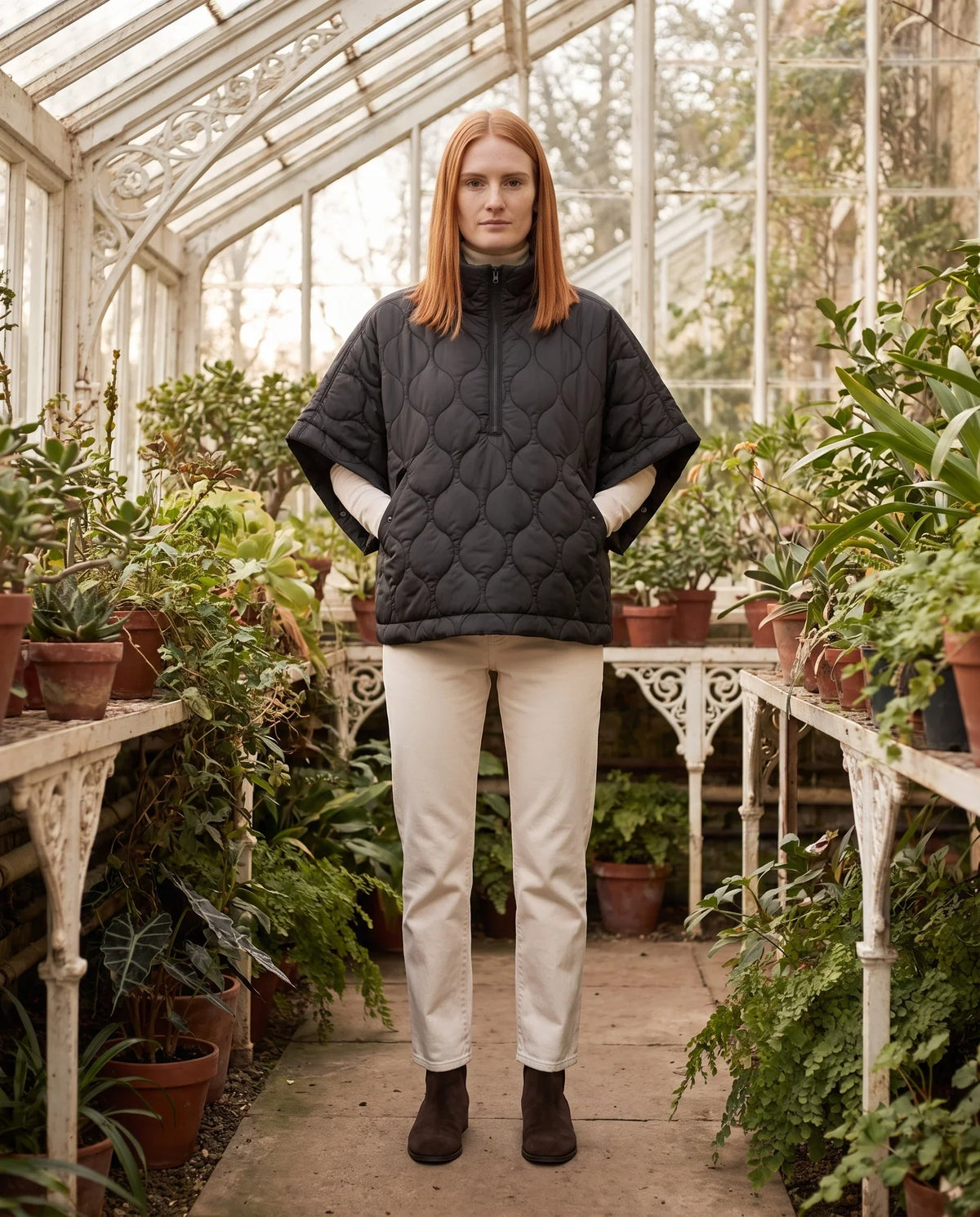 Quilted Cape Gilet with Half-Zip